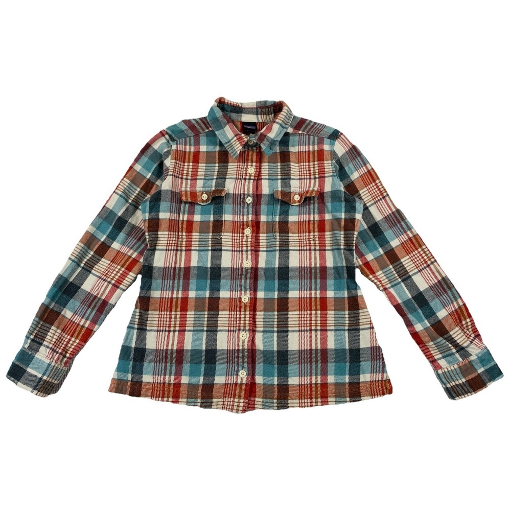 Patagonia Long-Sleeved Fjord Flannel Shirt Plaid Organic Cotton Women's Size 4